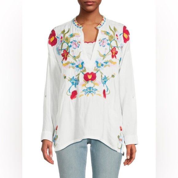 Johnny Was Vagabound Blouse Floral Embroidered Tunic  Blouse Boho - Picture 4 of 13